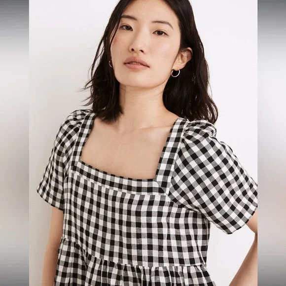 Madewell Linen-Blend Allie Mini Dress in Gingham Check - Picture 4 of 8